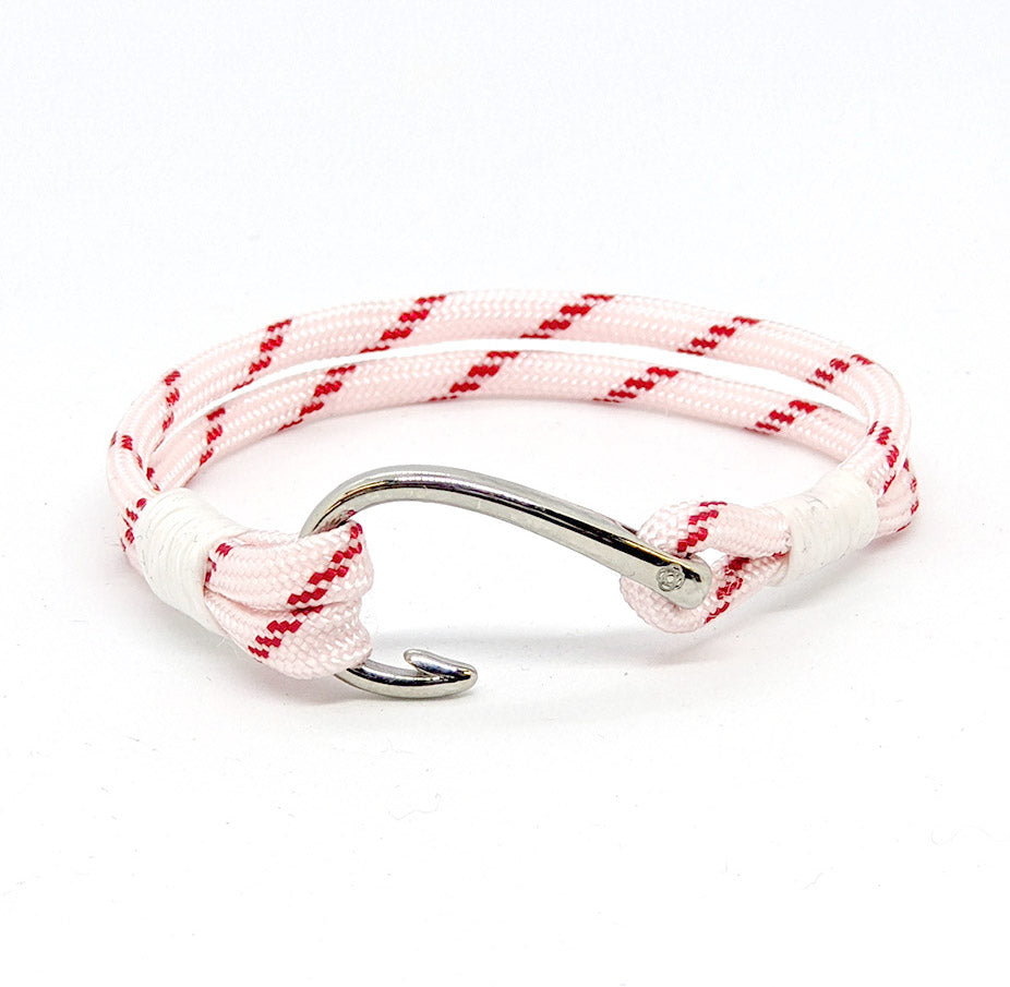 Nautical Red Stripe Nautical Fish Hook Bracelet 164 handmade for