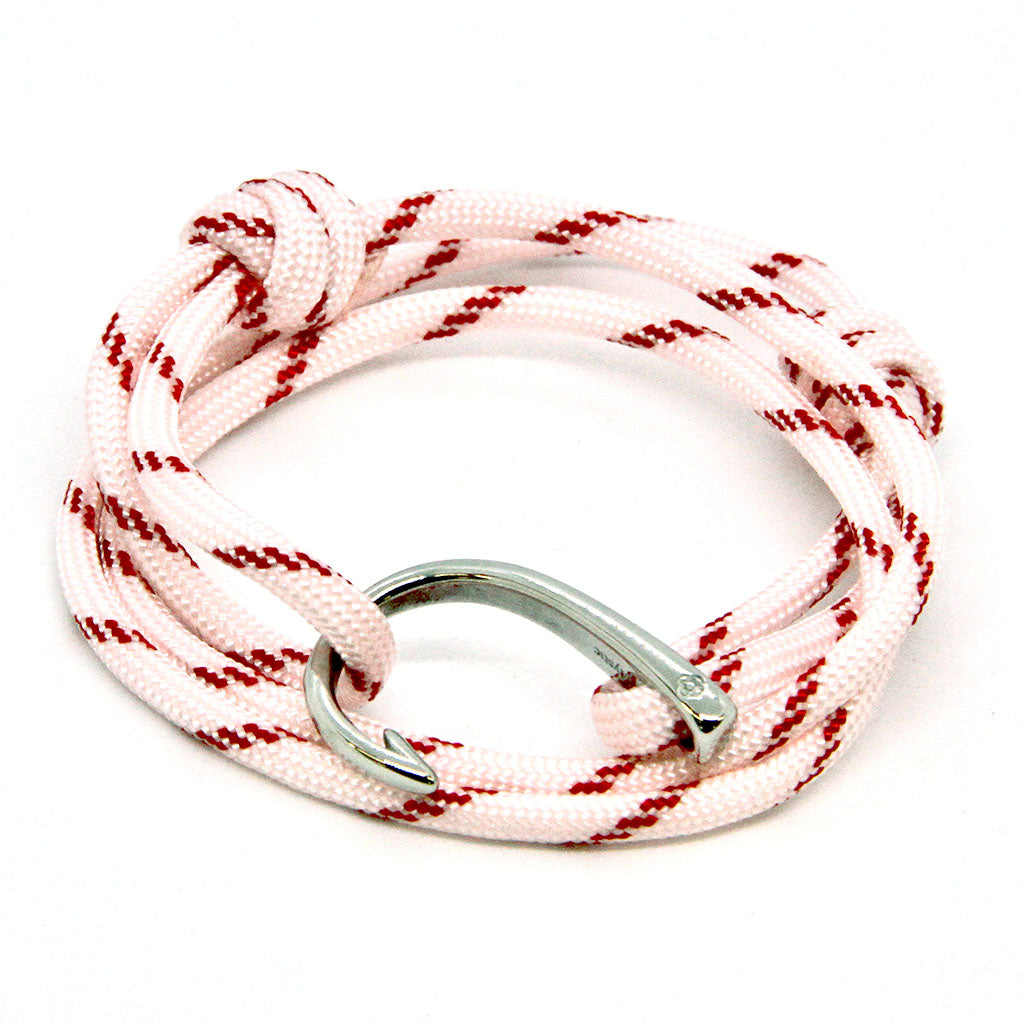 Adjustable Fish Hook Wrap, Bracelet or Anklet 14 Color Options Mystic Knotwork Red Stripe (#164) 