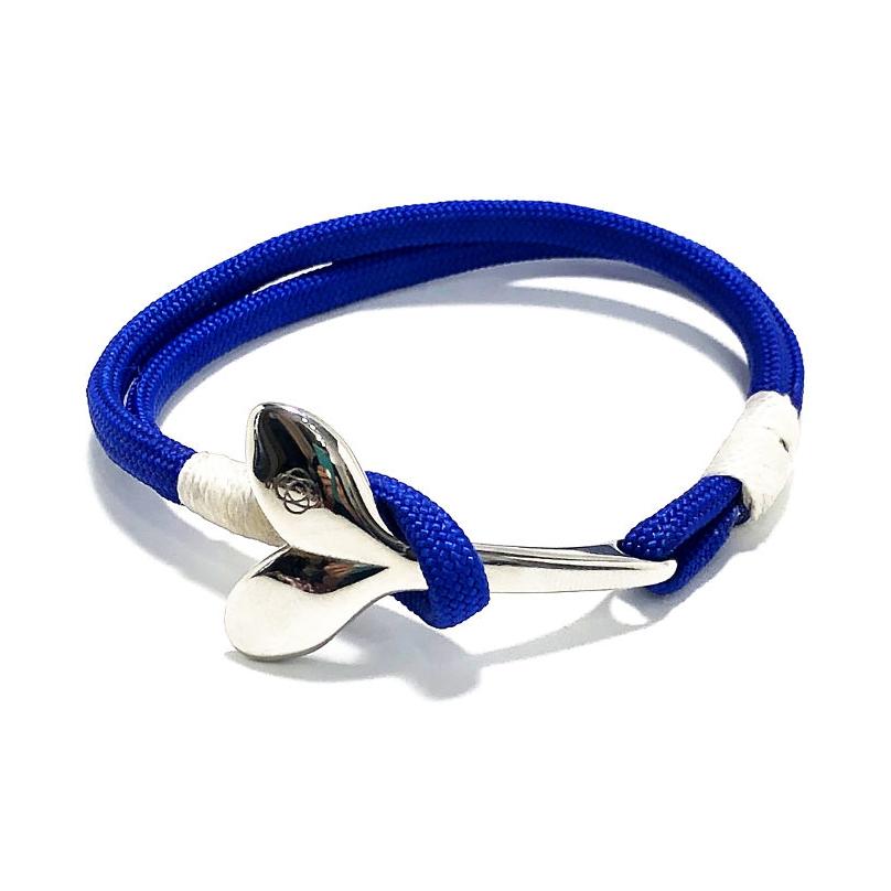 Nautical Knot Royal Blue Nautical Whale Tail Bracelet Stainless Steel 29 handmade at Mystic Knotwork
