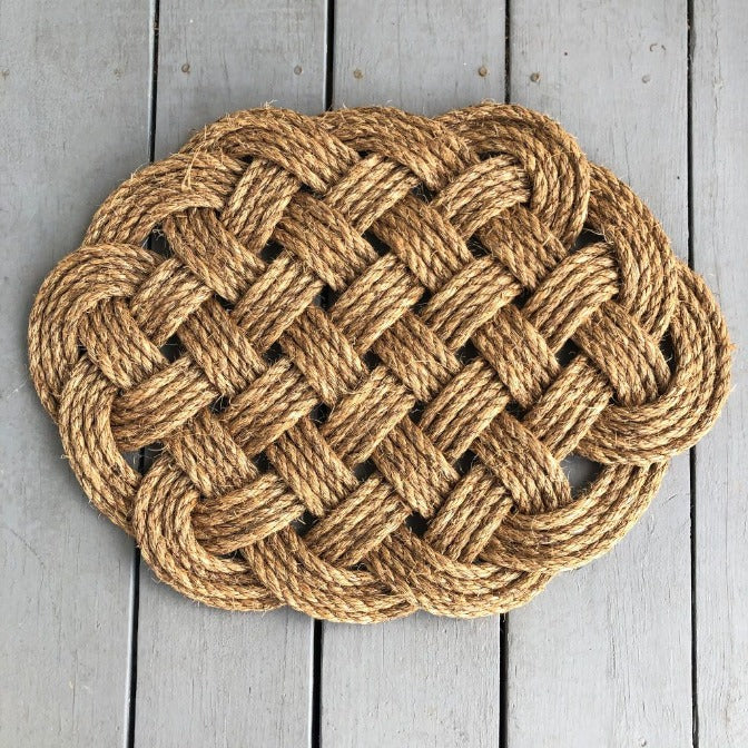 Nautical Woven Nautical Entry Rug, Round Door Mat Made in the USA