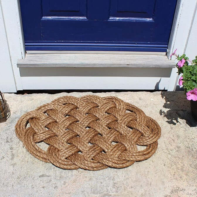 Woven Nautical Entry Rug, Round Door Mat - Mystic Knotwork