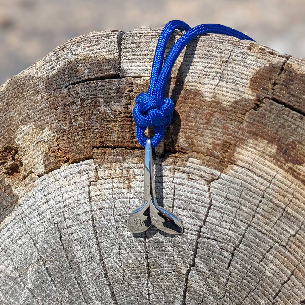 Royal Blue Whale Tail Adjustable Necklace Stainless Steel 029 Mystic Knotwork 