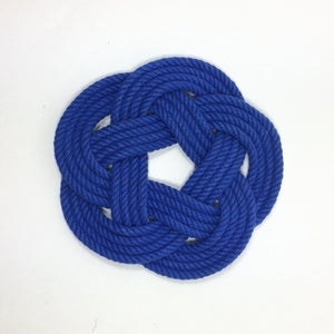 Nautical Knot Sailor Knot Coasters, woven in Royal Blue, Set of 4 handmade at Mystic Knotwork