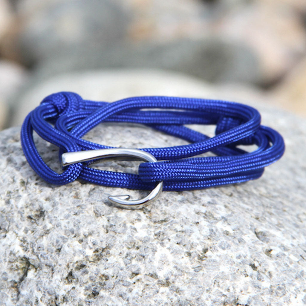 New Slim Cobra Braid Fish Hook Bracelet (Midnight Blue & Silver) – Fish  Hook Bracelets