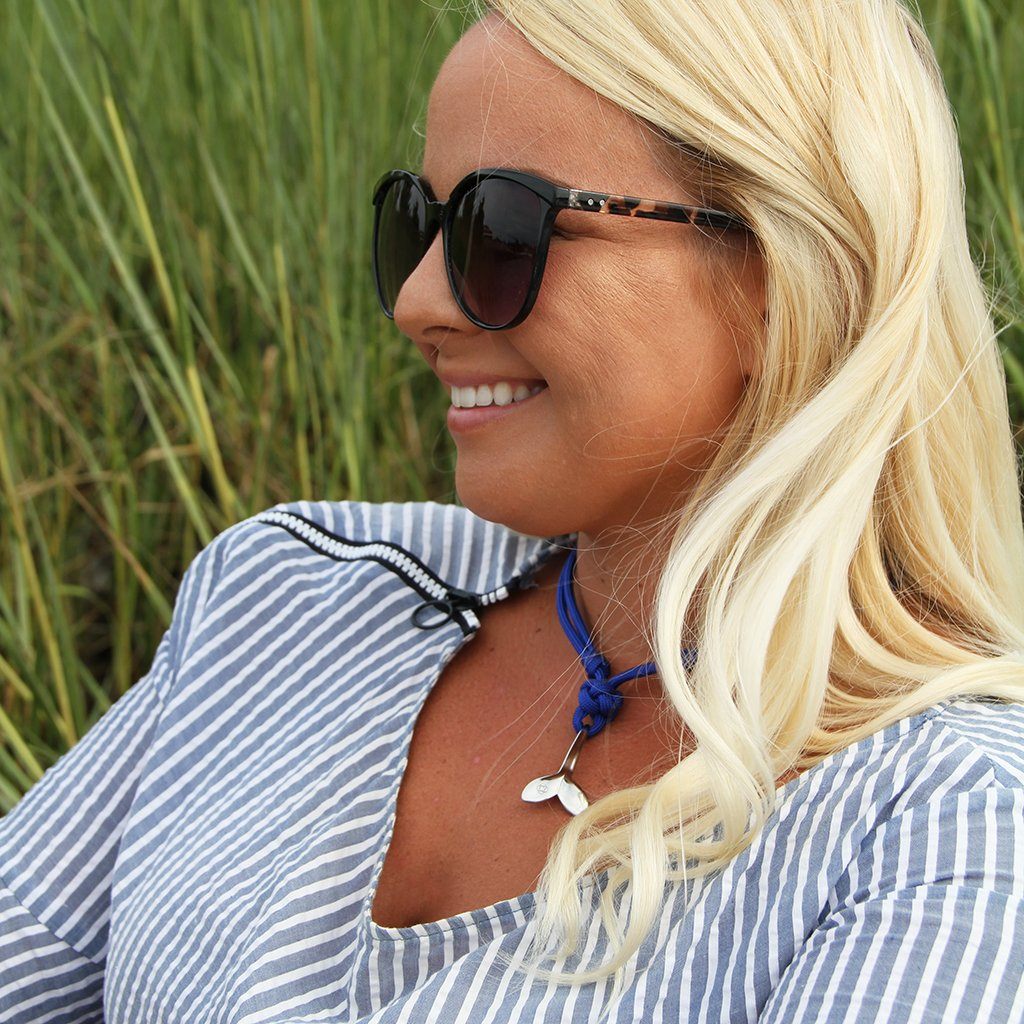 Royal Blue Whale Tail Adjustable Necklace Stainless Steel 029 Mystic Knotwork 