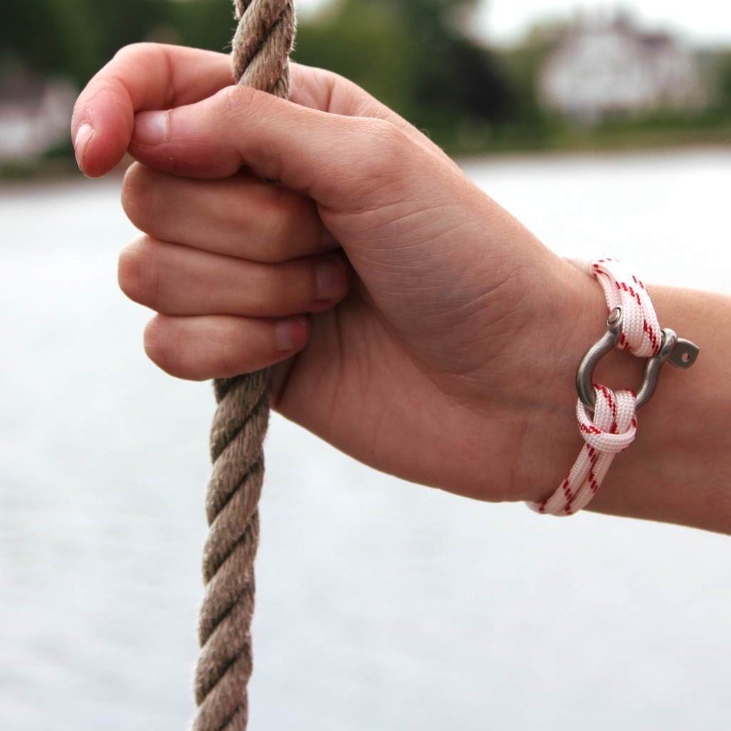 Red Stripe Nautical Shackle Bracelet 164 Mystic Knotwork 