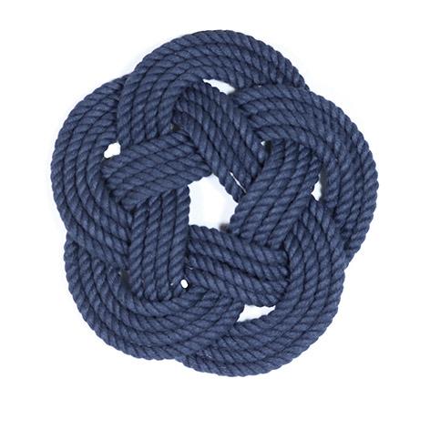 7&quot; Nautical Sailor Knot Trivet, Navy Cotton Rope, Small trivet Mysticknotwork.com 