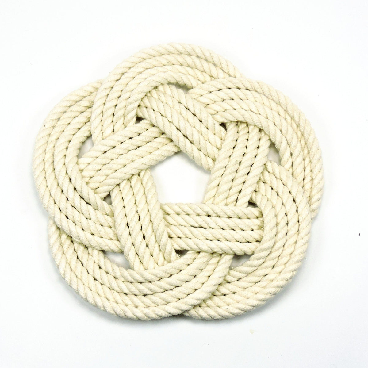 Nautical Knot Nautical Sailor Knot Trivet, Natural Cotton Rope, Small handmade at Mystic Knotwork
