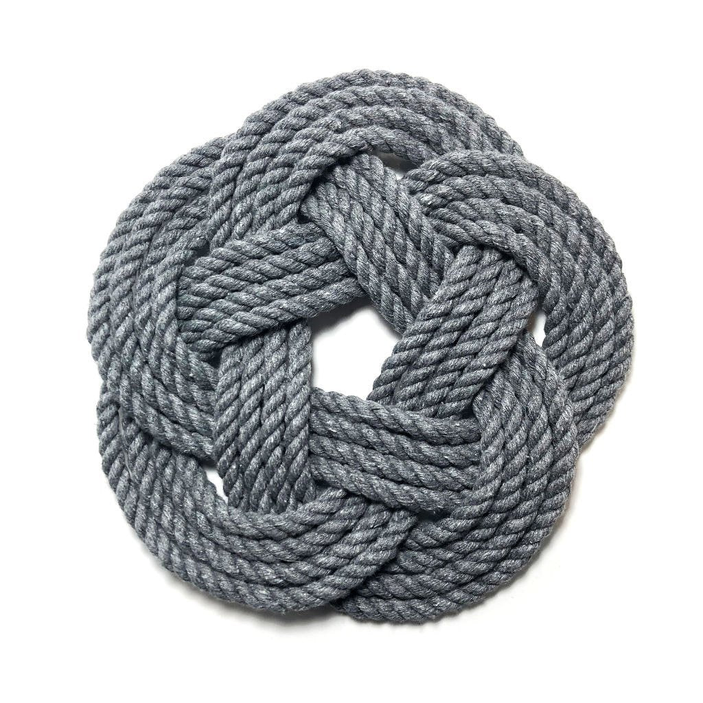 7&quot; Nautical Sailor Knot Trivet, Gray Cotton Rope, Small trivet Mysticknotwork.com 
