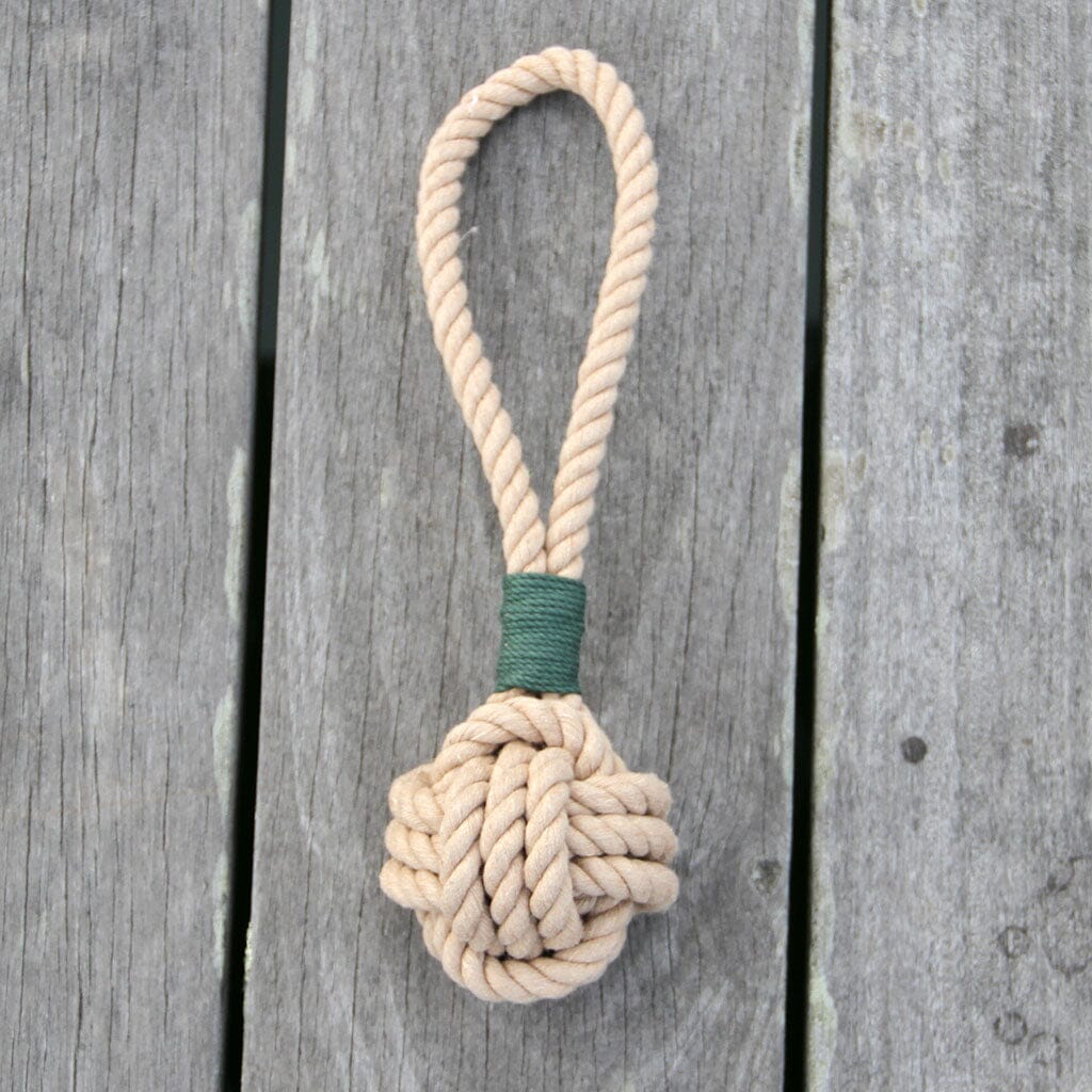 Small Monkey Fist Rope Dog Toy pet toy Mysticknotwork.com Tan 