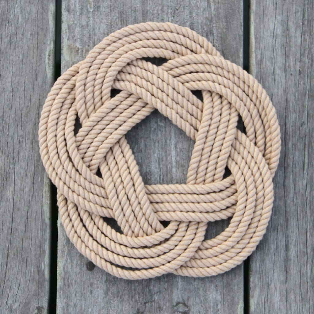 7" Nautical Sailor Knot Cotton Trivet, 5 Color Choices, Small trivet Mysticknotwork.com Tan 