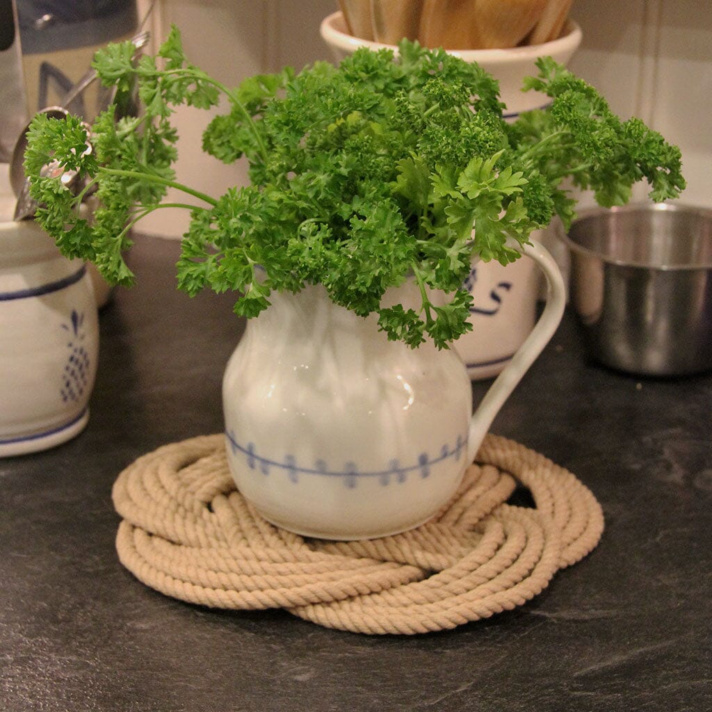 7" Nautical Sailor Knot Trivet, Tan Cotton Rope, Small trivet Mysticknotwork.com 