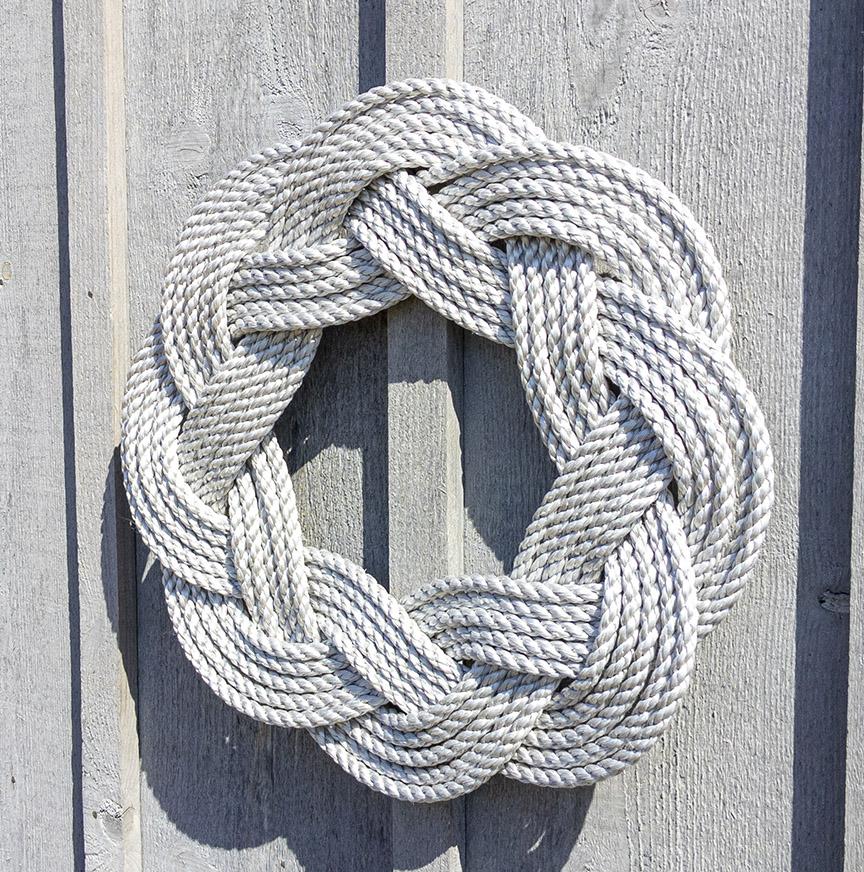 Nautical Wreath, Lobster Rope Sailor Knot Exterior Grade, Soft Gray Mystic Knotwork 