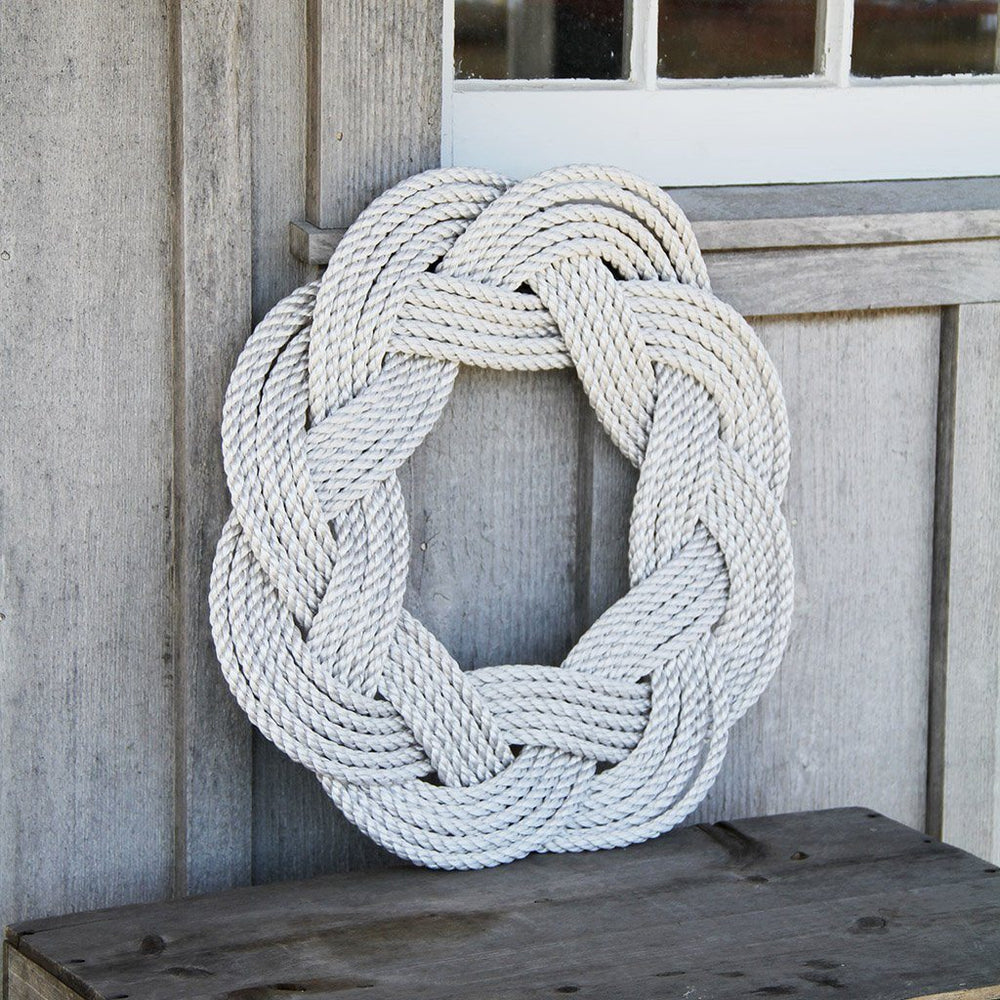 Nautical Wreath, Lobster Rope Sailor Knot Exterior Grade, Soft Gray