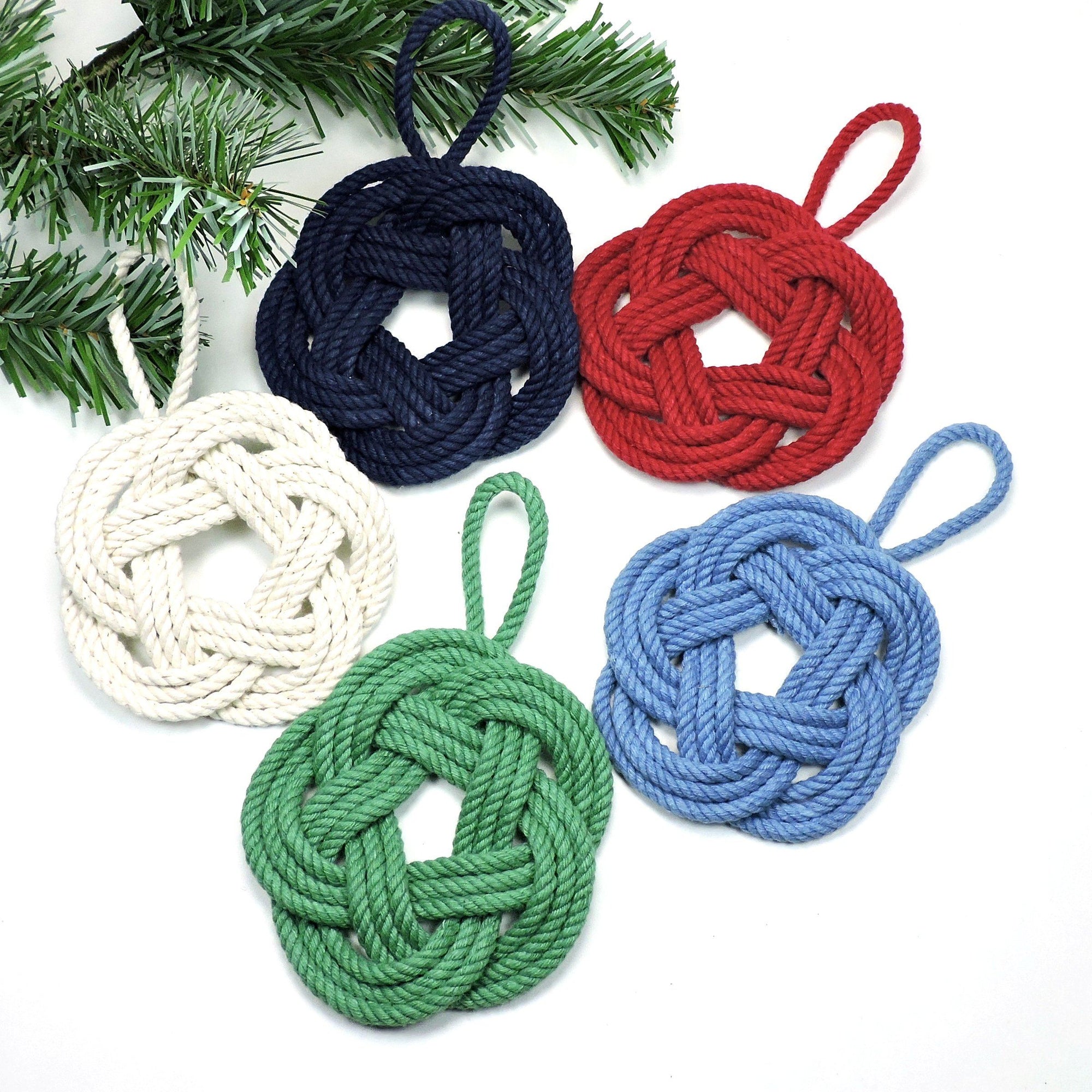 Nautical Knot Sailor Knot Christmas Ornament Custom in 17 colors handmade at Mystic Knotwork