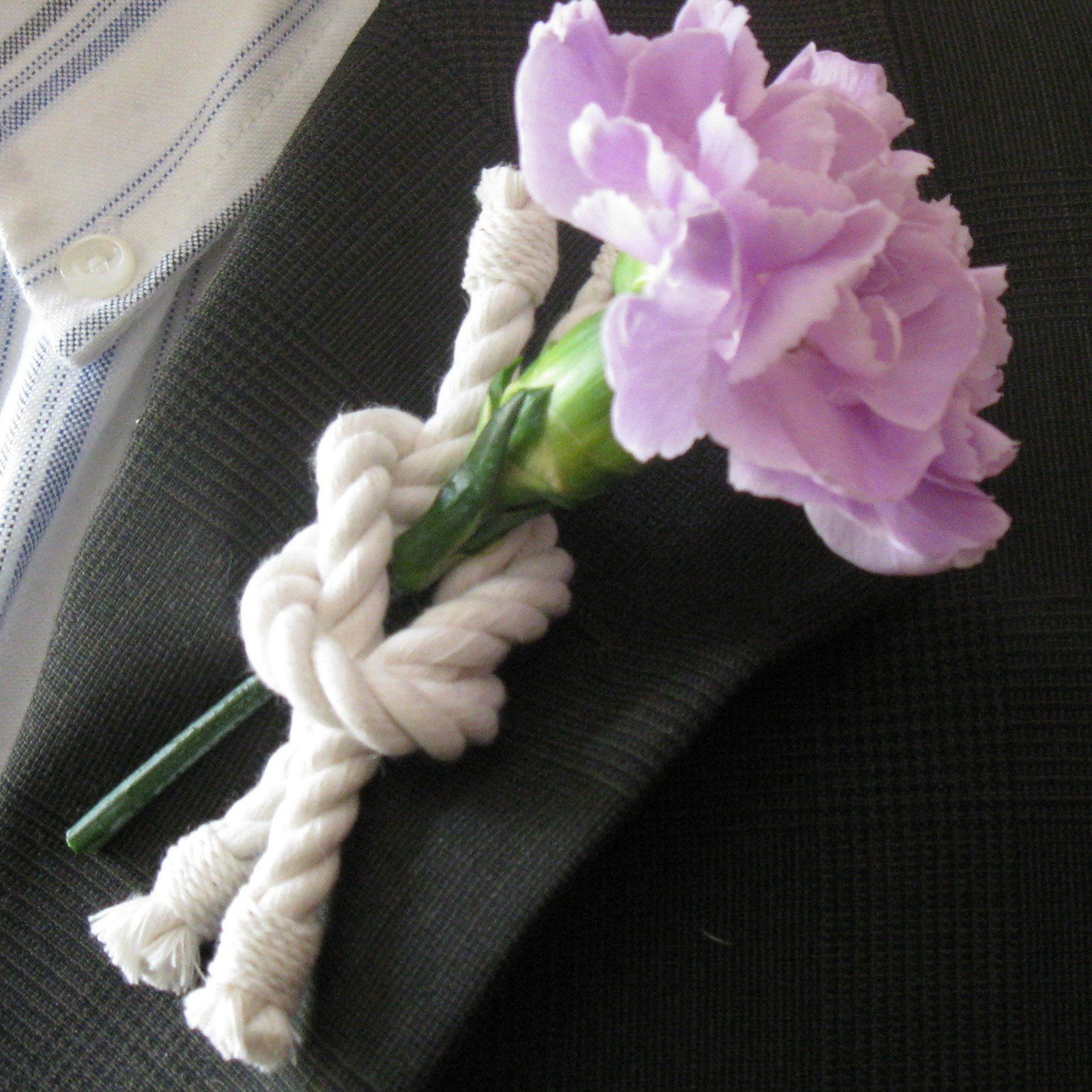 Nautical Knot Reef Knot Boutonniere handmade at Mystic Knotwork