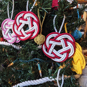 Bulk Pricing Sailor Knot Christmas Ornament, Striped Turkshead Knot Mystic Knotwork 