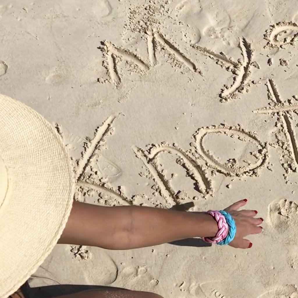 Striped Sailor Bracelet, Tropical Colors w/ White Stripe bracelet Mysticknotwork.com 