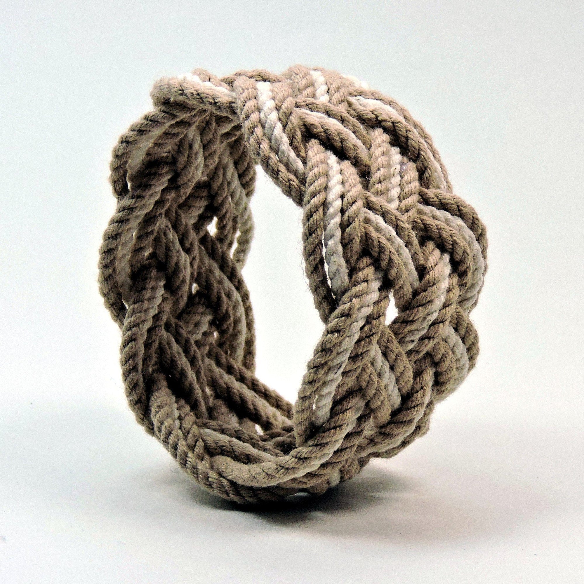 Nautical Knot Wide Striped Sailor Knot Bracelet handmade at Mystic Knotwork