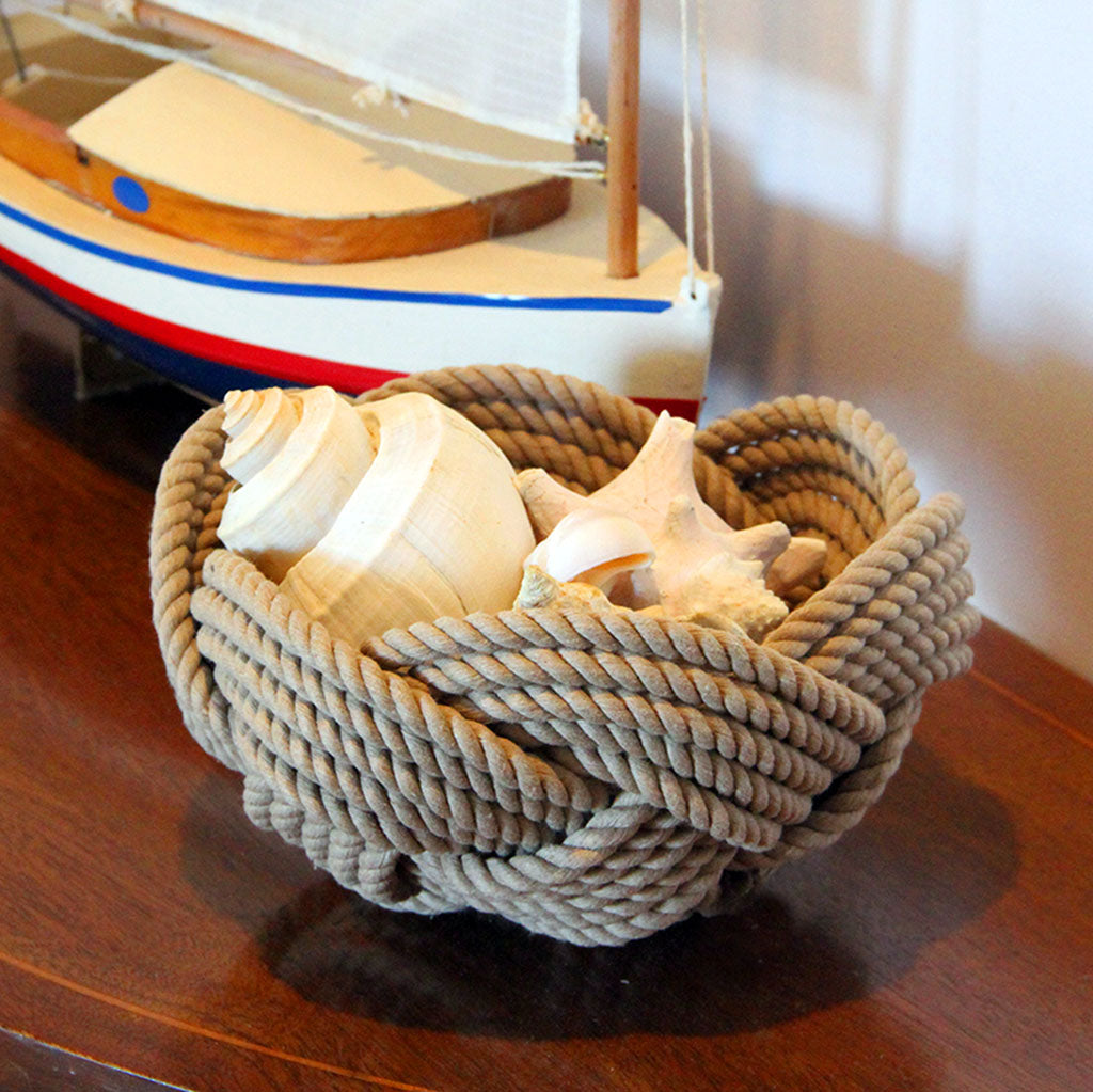 Celtic Knot Tan Woven Cotton Bowl home decoration Mystic Knotwork 