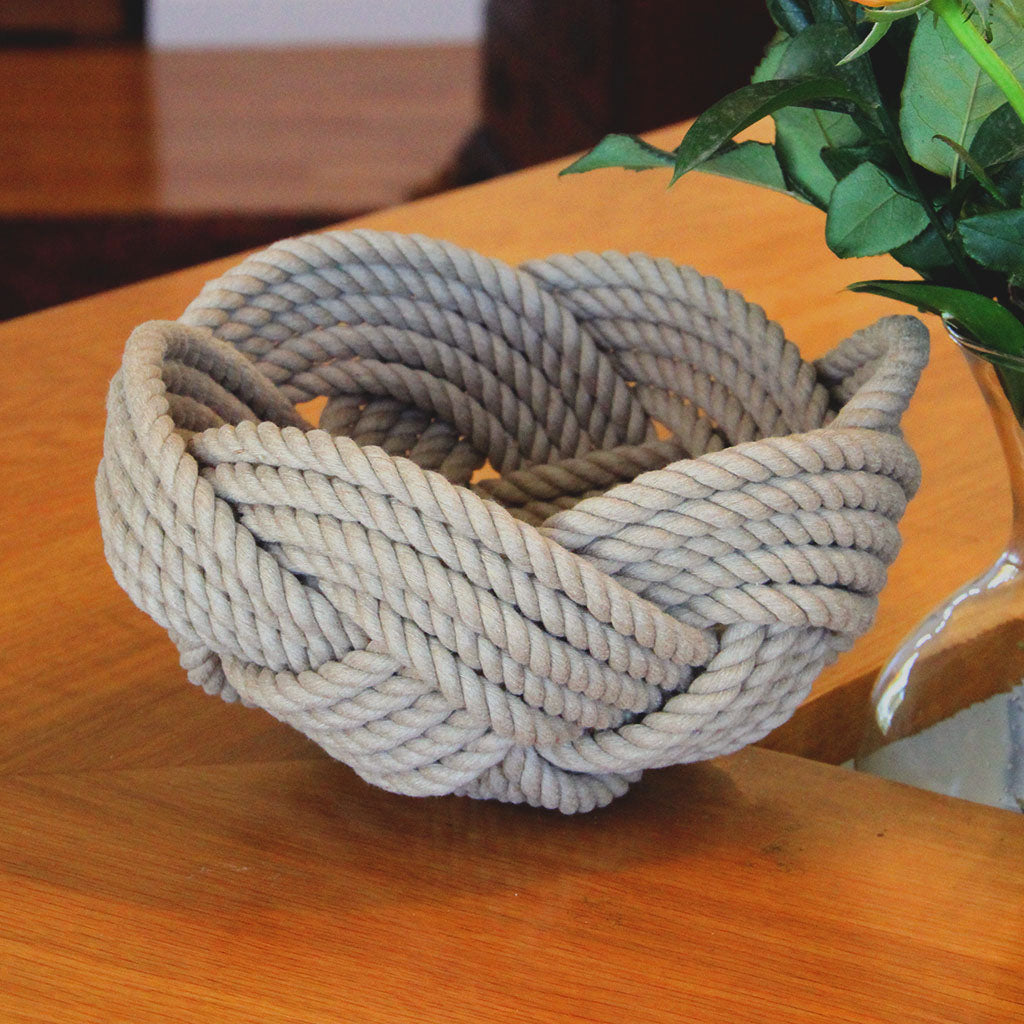 Nautical Celtic Knot Tan Woven Cotton Bowl Made in the USA by hand in  Mystic, Connecticut $ 80.00