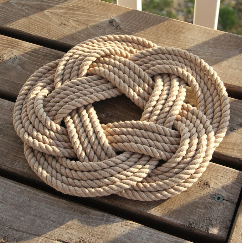 10" Nautical Sailor Knot Trivet, Tan Cotton Rope, Large trivet Mysticknotwork.com 