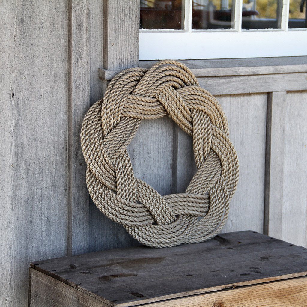 Nautical Wreath, Lobster Rope Sailor Knot Exterior Grade, Tan Mystic Knotwork 