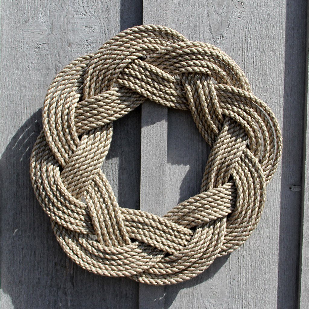 Nautical Wreath, Lobster Rope Sailor Knot Exterior Grade, Soft Gray
