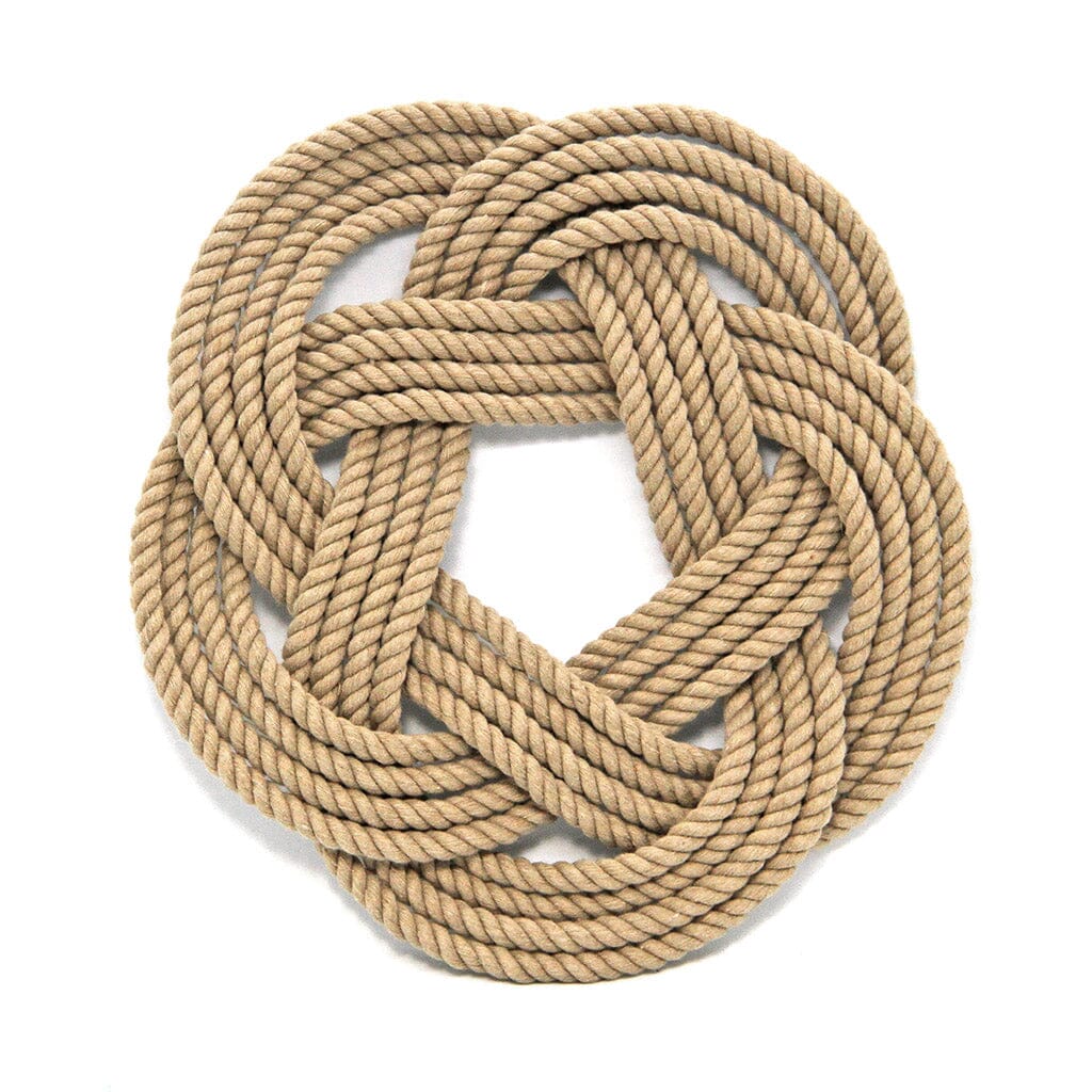 7&quot; Nautical Sailor Knot Trivet, Tan Cotton Rope, Small trivet Mysticknotwork.com 