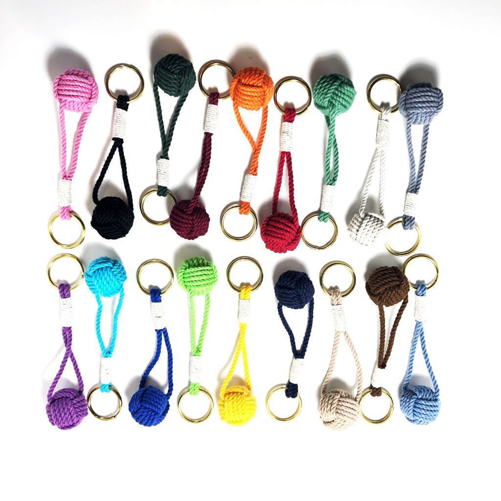 Nautical Knot Monkey Fist Key Chain, Traditional, Choose from 18 Colors handmade at Mystic Knotwork