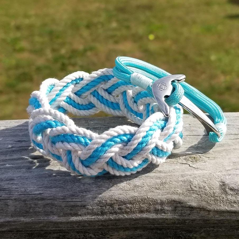 Nautical Anchor Bracelet Turquoise handmade by Mystic Knotwork