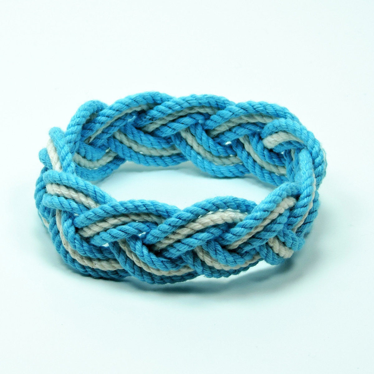Nautical Knot Striped Sailor Bracelet, Tropical Colors w/ White Stripe handmade at Mystic Knotwork