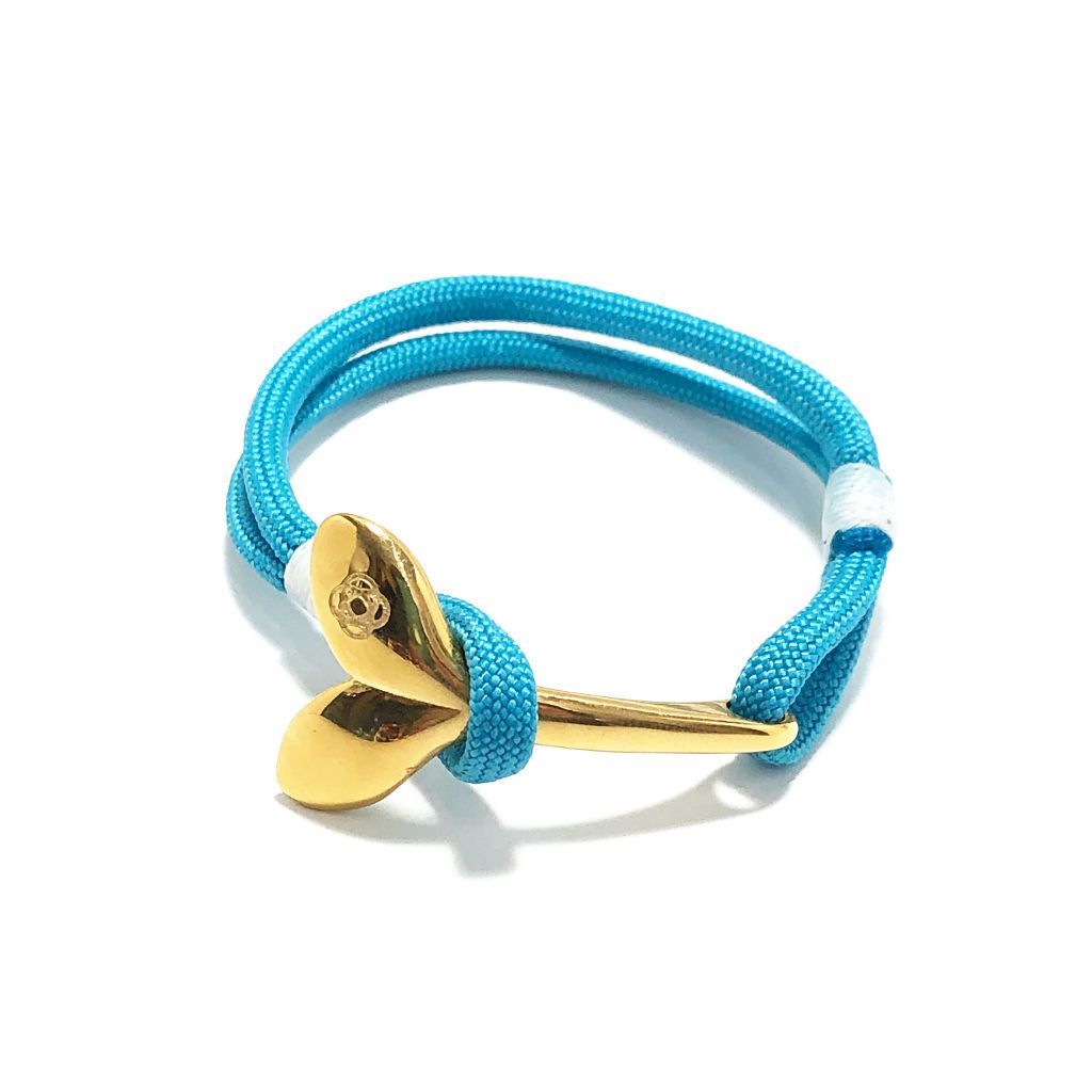 Turquoise Nautical Whale Tail Bracelet Brass 016 Mystic Knotwork 