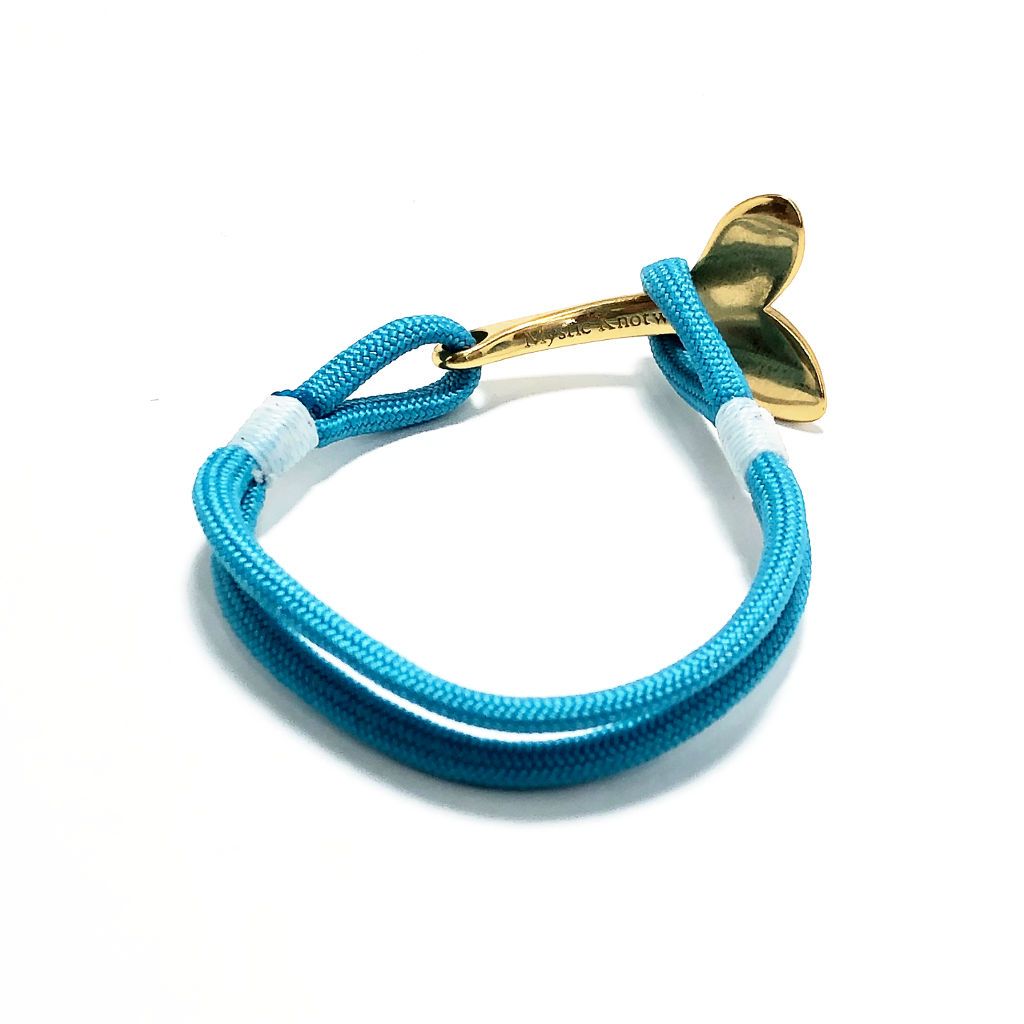 Turquoise Nautical Whale Tail Bracelet Brass 016 Mystic Knotwork 