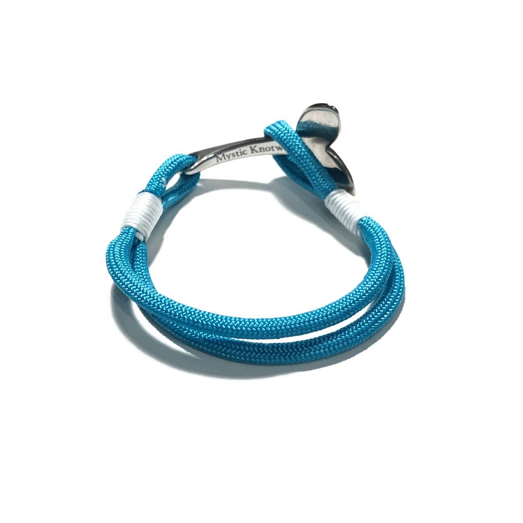 Nautical Knot Turquoise Nautical Whale Tail Bracelet Stainless Steel 016 handmade at Mystic Knotwork