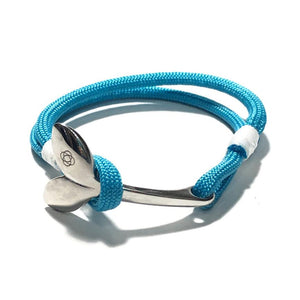 Nautical Knot Turquoise Nautical Whale Tail Bracelet Stainless Steel 016 handmade at Mystic Knotwork