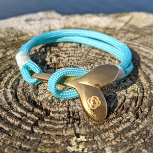 Turquoise Nautical Whale Tail Bracelet Brass 016 Mystic Knotwork 