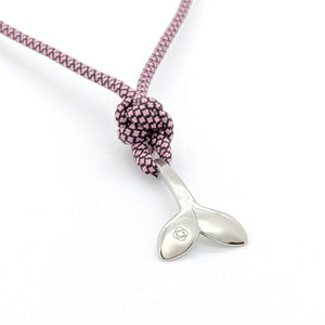 Pink Diamond Whale Tail Adjustable Necklace Stainless Steel 326 Mystic Knotwork 