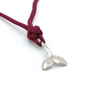 Burgundy Whale Tail Adjustable Necklace Stainless Steel 022 Mystic Knotwork 