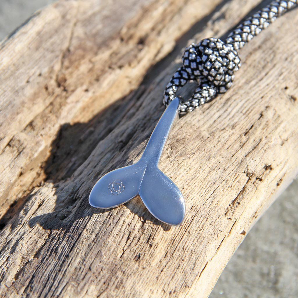 Black Diamond Whale Tail Adjustable Necklace Stainless Steel 167 Mystic Knotwork 