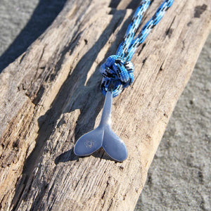 Blue Ice Whale Tail Adjustable Necklace Stainless Steel 074 Mystic Knotwork 