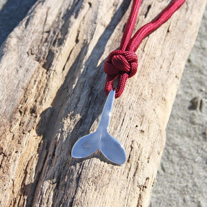 Burgundy Whale Tail Adjustable Necklace Stainless Steel 022 Mystic Knotwork 