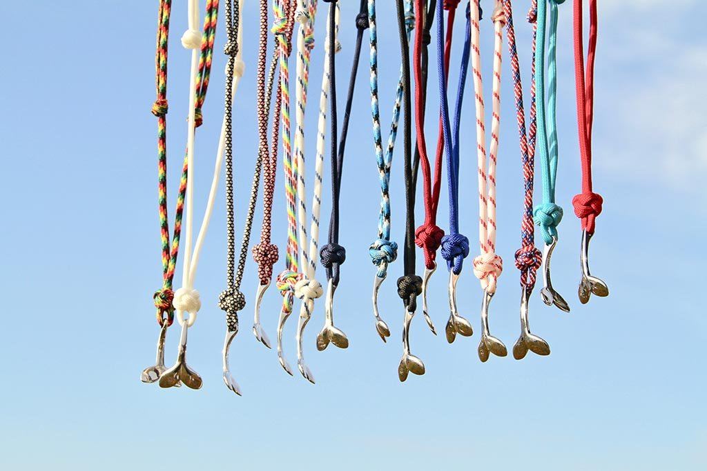 Blue Ice Whale Tail Adjustable Necklace Stainless Steel 074 Mystic Knotwork 