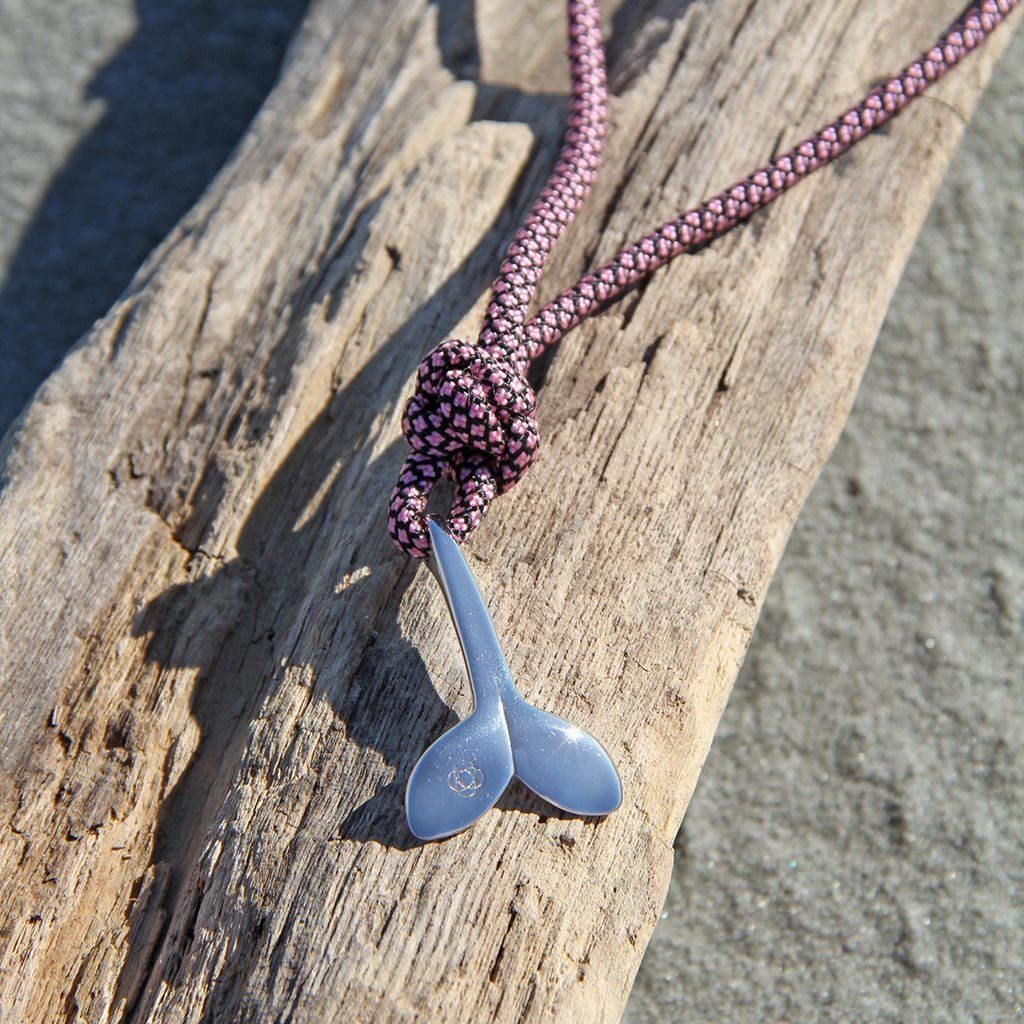 Pink Diamond Whale Tail Adjustable Necklace Stainless Steel 326 Mystic Knotwork 