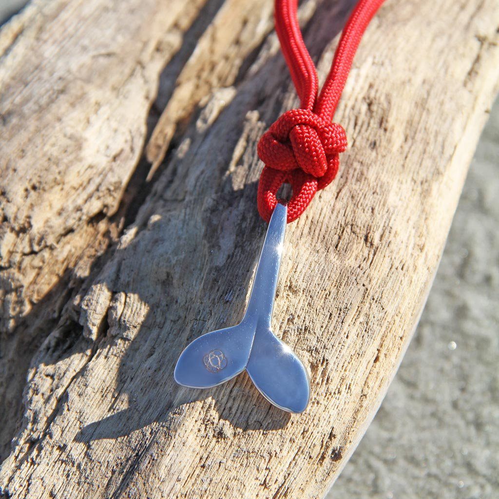 Red Whale Tail Adjustable Necklace Stainless Steel 028 Mystic Knotwork 