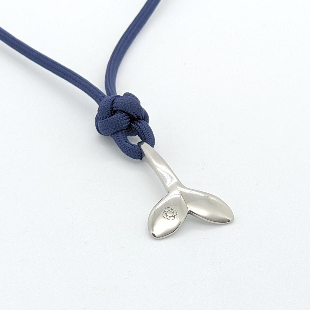 Navy Whale Tail Adjustable Necklace Stainless Steel 020 Mystic Knotwork 