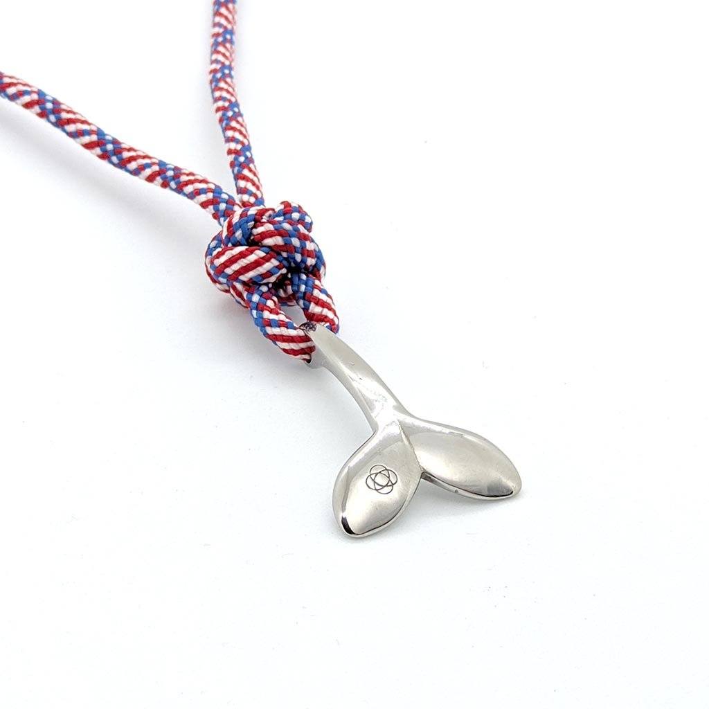 Patriotic Whale Tail Adjustable Necklace Stainless Steel 187 Mystic Knotwork 