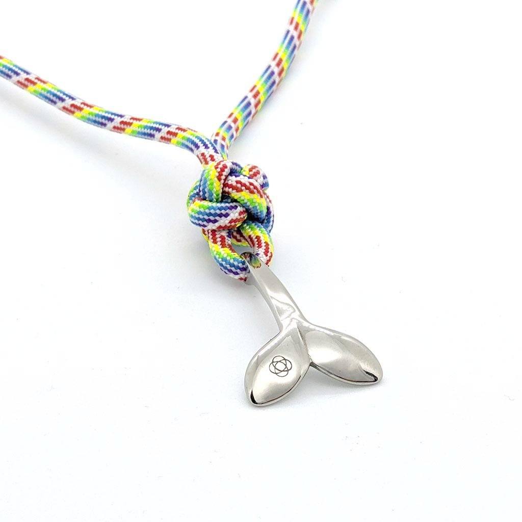 Rainbow Whale Tail Adjustable Necklace Stainless Steel 137 Mystic Knotwork 