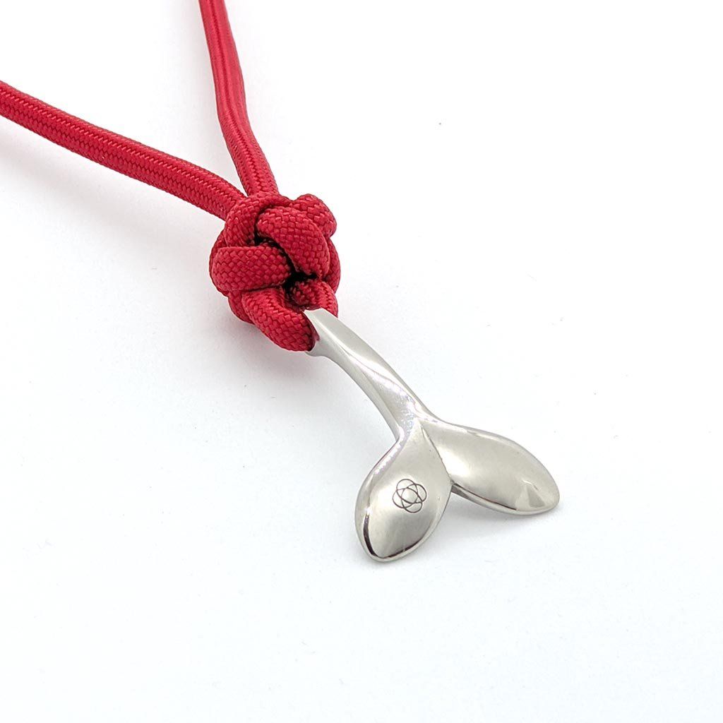 Red Whale Tail Adjustable Necklace Stainless Steel 028 Mystic Knotwork 