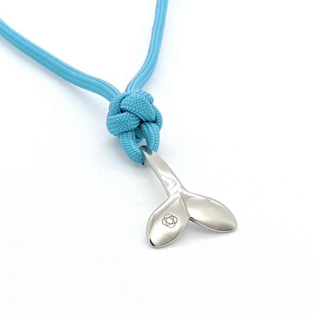 Turquoise Whale Tail Adjustable Necklace Stainless Steel 016 Mystic Knotwork 